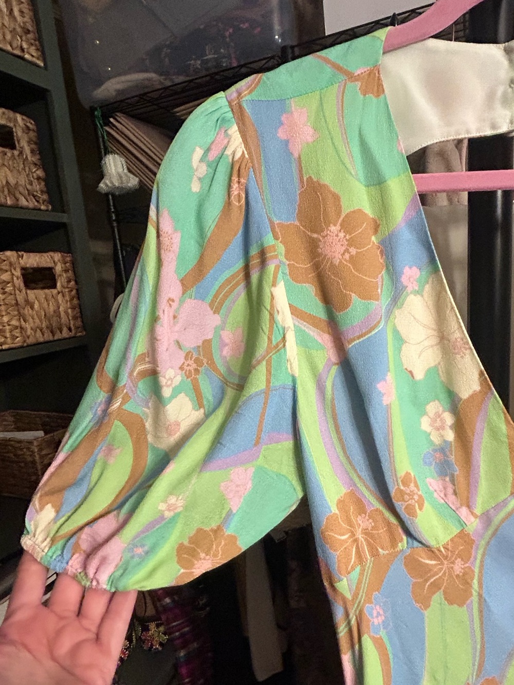 RIXO Steph Pastel Hibiscus Wave Open Back Maxi Dress L US 10 - Picture 8 of 11